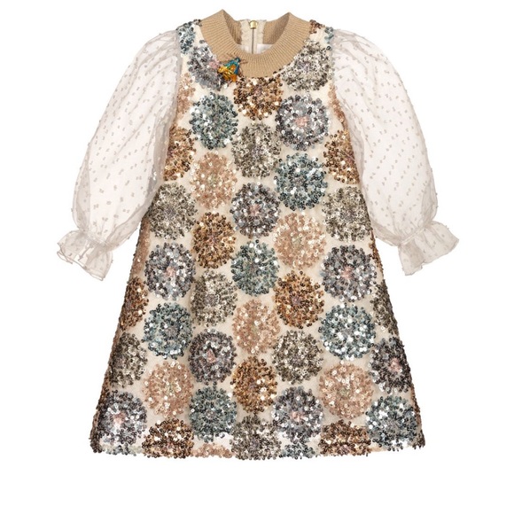 Graci Girls Gold Sequin Dress - Picture 2 of 11